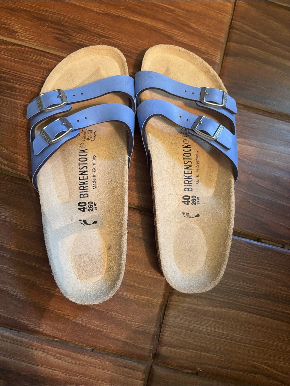 Blue Birkenstock sandals